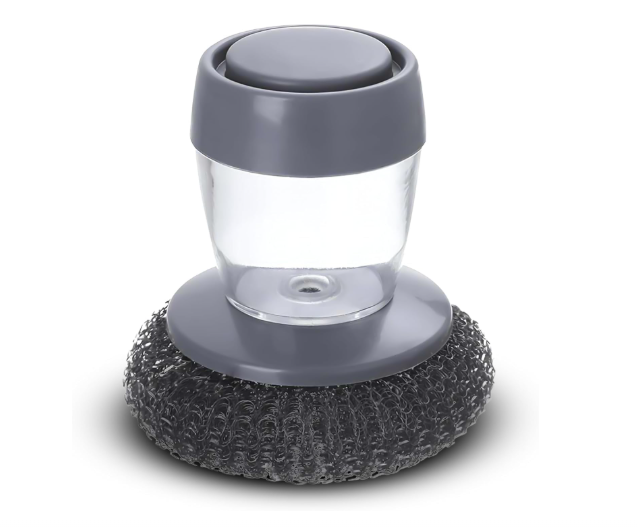 Kitchen Soap Dispensing Palm Brush – Pack of 2 | Non-Scratch Scrubber for Dishes, Sink & Tiles