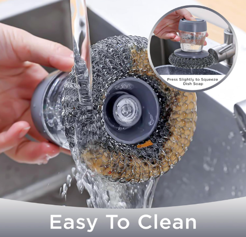 Kitchen Soap Dispensing Palm Brush – Pack of 2 | Non-Scratch Scrubber for Dishes, Sink & Tiles